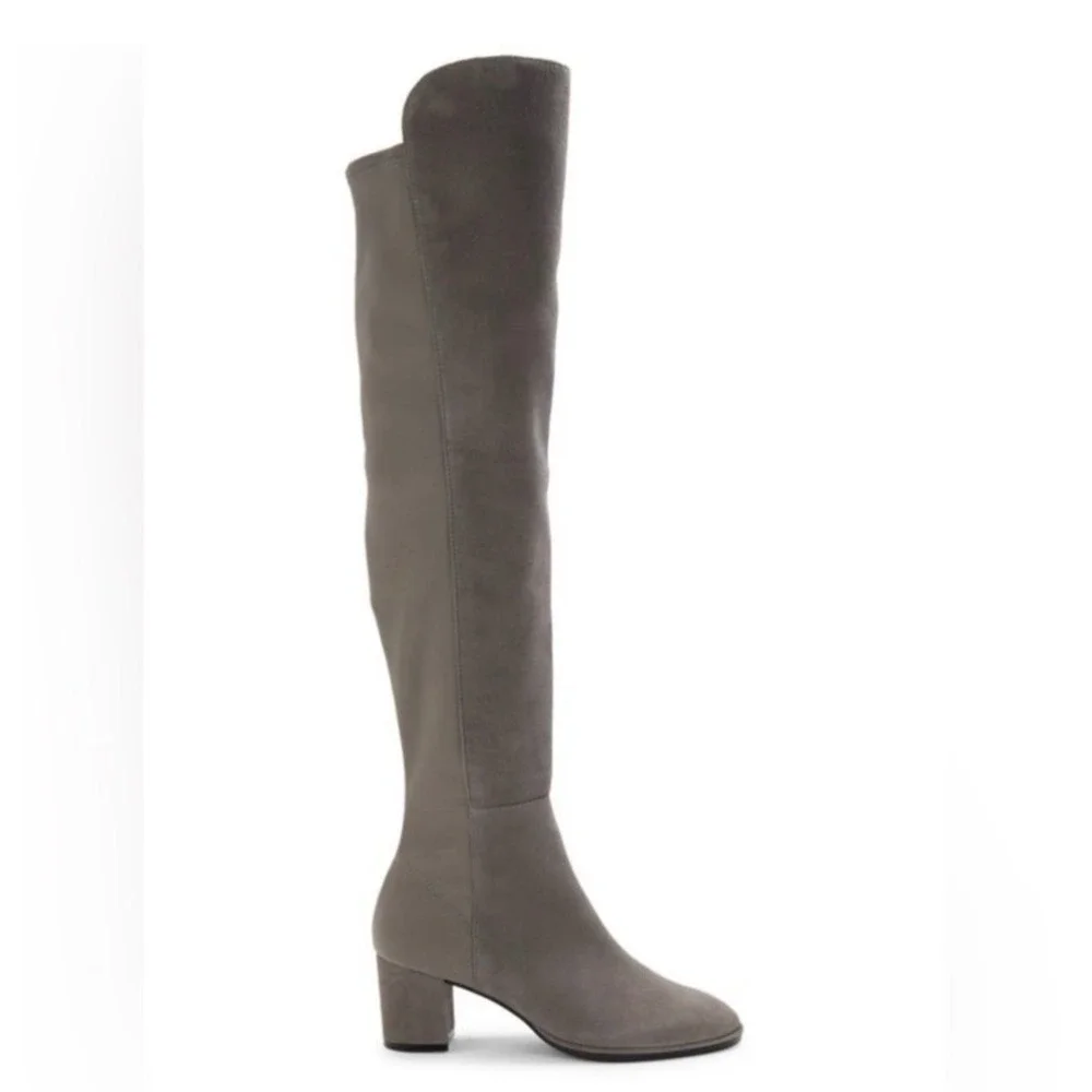 Stuart Weitzman Midland Grey Suede Over The Knee Block Heel Boots Womens 7.5B